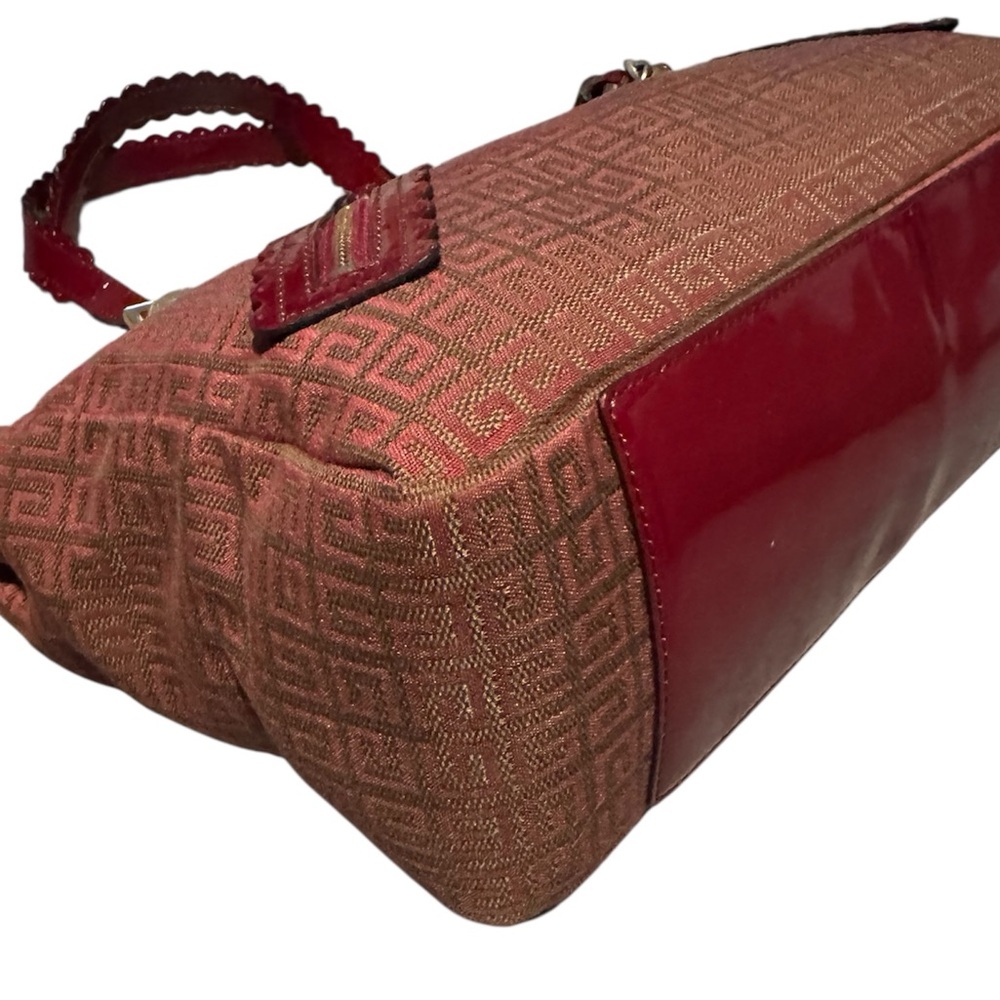 Givenchy Monogram Jacquard Red Burgundy Bag With Tassels & Patent Leather Straps - Picture 6 of 10